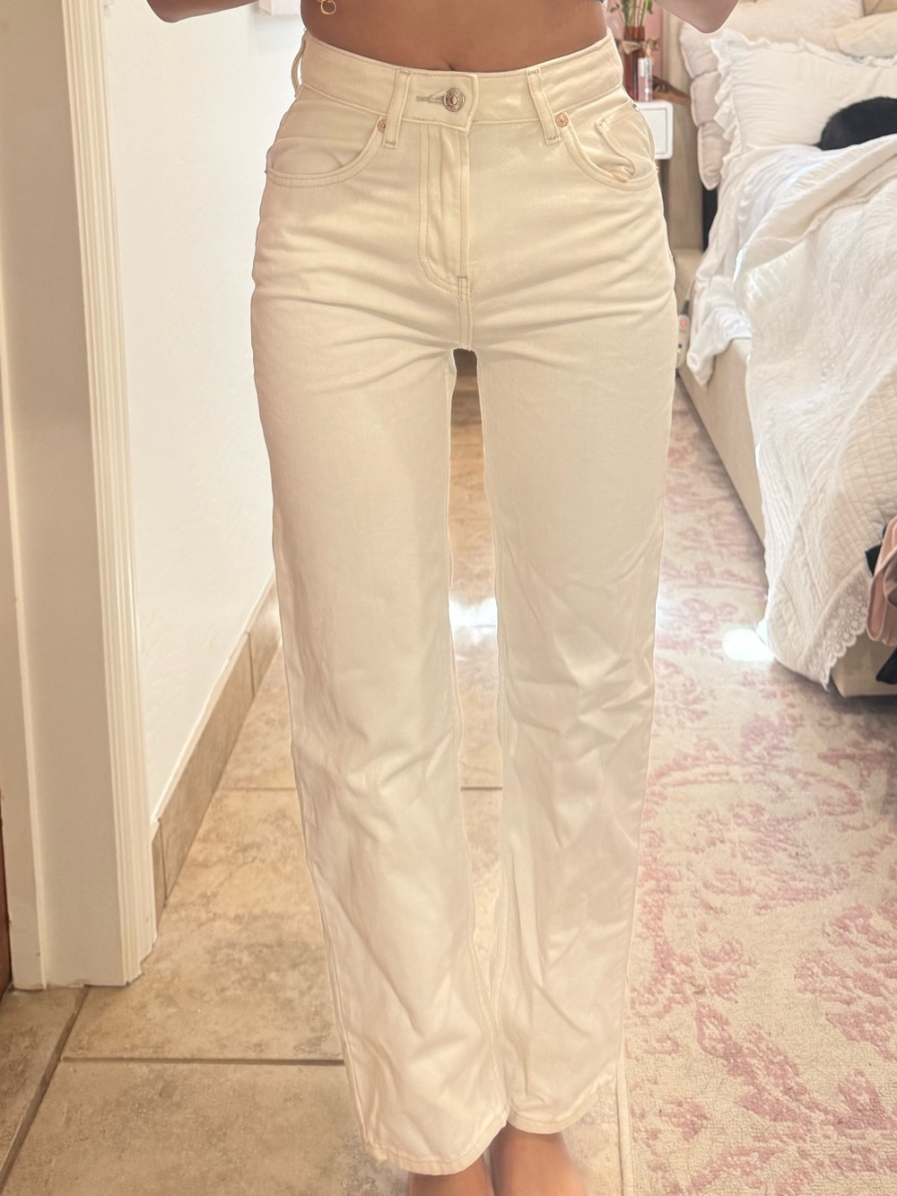 Free People Women's Cream Jeans